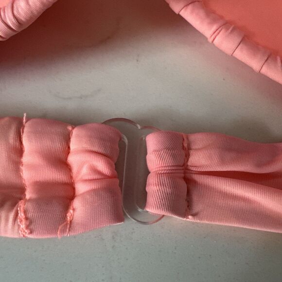 Hot Pink Peach Strapless Swim Bra Women's Large B/C Cup Ruched - Picture 8 of 10